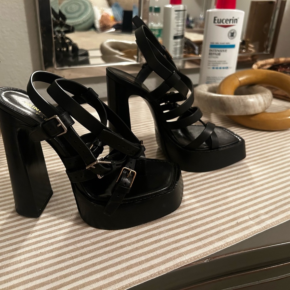 Saint Laurent Black Platform Platz Heels